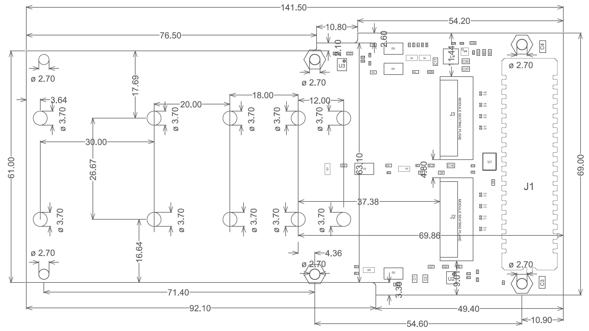 FPGA Drive FMC Gen4 mechanical drawing